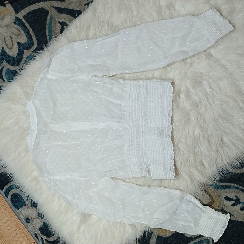 Free People white sheer long sleeve blouse top XS - Picture 9 of 11